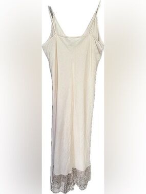 Vintage inspired Elegant Cream Lace-Hem Maxi Slip